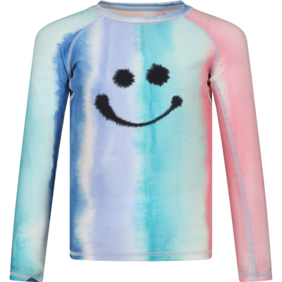 Molo Multicolor T-shirt For Kids With Smiley In Green