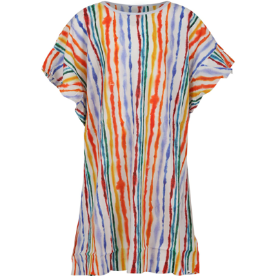 Molo Kids' White Beach Cover-up For Girl In Multicolor