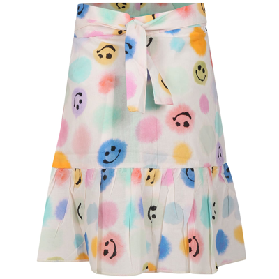 Molo Kids' White Beach Cover-up For Girl With Smiley In Multicolor