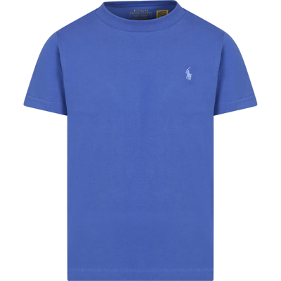 Ralph Lauren Kids' Blue T-shirt With Embroidered Logo