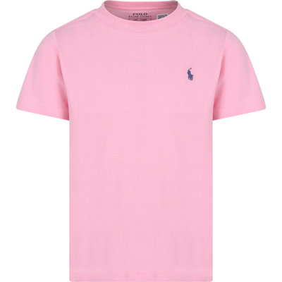 Polo Ralph Lauren Kids' Pink T-shirt For Girl With Pony