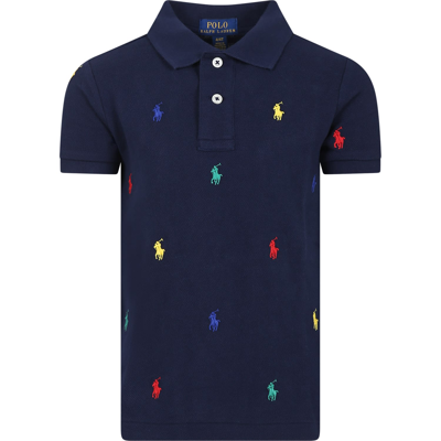 Ralph Lauren Kids' Blue Polo Shirt For Boy With Pony