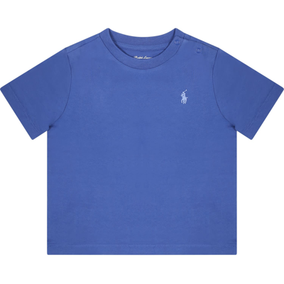Ralph Lauren Kids' Blue T-shirt For Baby Boy With Pony