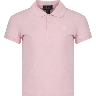 Ralph Lauren Kids' Pink Polo For Girl With Pony
