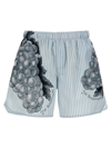 Jw Anderson Graphic-print Striped Swim Shorts In Light Blue