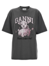 Ganni Grey Future Relaxed Lamb T-shirt In Gray