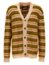 Marni Brushed Cardigan In Striped Mohair In Multicolor