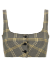 Marni Cropped Check Print Top With Button Closure In Multicolor