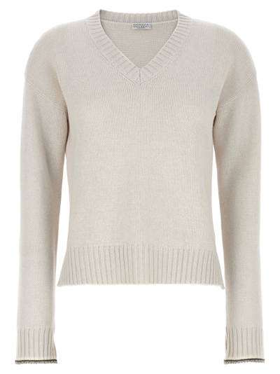 Brunello Cucinelli V-neck Sweater Sweater, Cardigans White