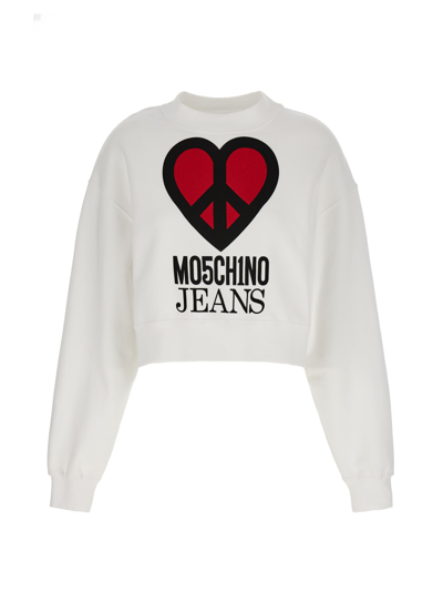 M05ch1n0 Jeans Logo Sweatshirt In White