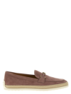 Tod's Suede Loafers Espadrille Rubber Sole In Purple