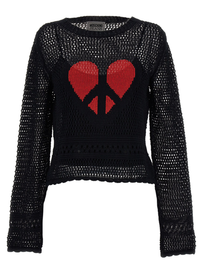 M05ch1n0 Jeans Crochet Sweater In Black