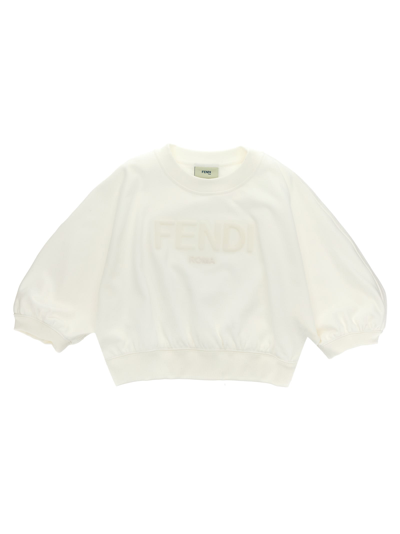 Fendi Kids' Logo Sweatshirt In Gesso