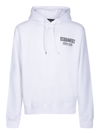 Dsquared2 Logo Print White Sweatshirt With Drawstring Hood In White