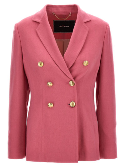 Kiton Double-breasted Blazer Jackets Pink In Color Carne Y Neutral