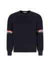 Thom Browne Logo Armbands Knit Wool Sweater In Navy