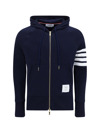 Thom Browne 4-bar Loopback Zip Hoodie In Navy Cotton In Navy