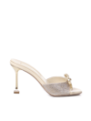 Miu Miu Crystal Satin Sandals In Champagne