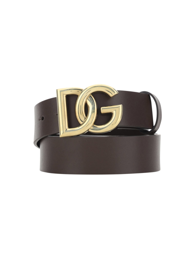 Dolce & Gabbana Tosca Belt In Marrone Oro