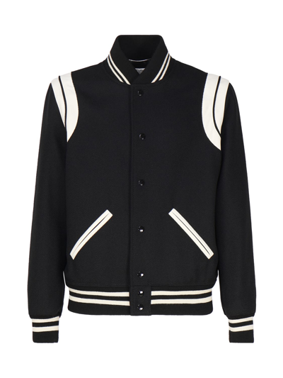 Saint Laurent Teddy Jacket In Noir Blanc