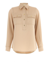 Michael Kors Blouse With Rear Yoke And Buttoned Angle Cuffs In Beige