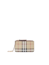 Burberry Canvas Key Ring With Check Pattern In Archive Beige