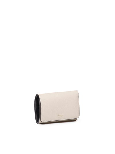 Mulberry Continental Trifold Wallet In Cowskin In Chalk