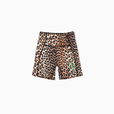 Ganni Active Ultra High Waist Shorts In Leopard 943