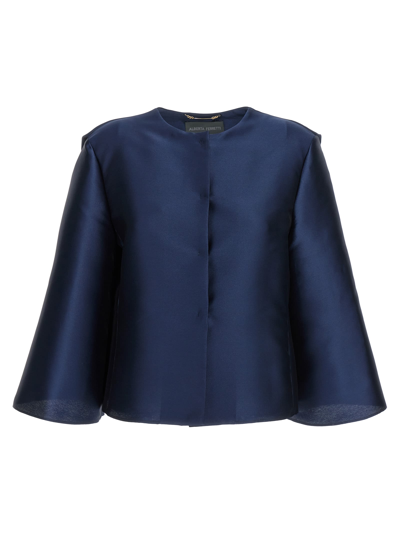 Alberta Ferretti Mikado Jacket In Blue