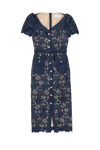 Self-portrait Belted Lace Midi Dress In Blue