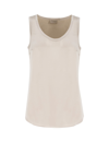 Brunello Cucinelli Stretch Silk Satin Top In Quarzo