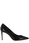 Christian Louboutin Embossed Pointed-toe Pumps In Black