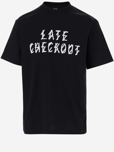 44 Label Group Cotton T-shirt With Graphic Print And Logo In Black + Late Checkout