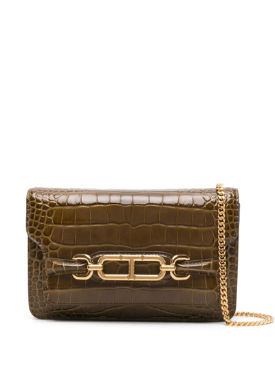 Tom Ford Small Whitney Crocodile Leather Bag In Brown