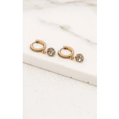 Envy Jewellery Gold Diamante Hoop Earrings