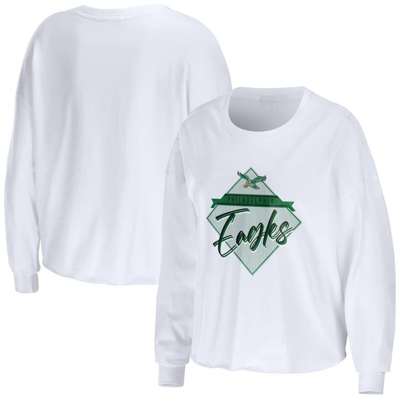 Wear By Erin Andrews White Philadelphia Eagles Domestic Cropped Long Sleeve T-shirt