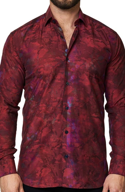 Maceoo Luxor Camo Red Cotton Button-up Shirt