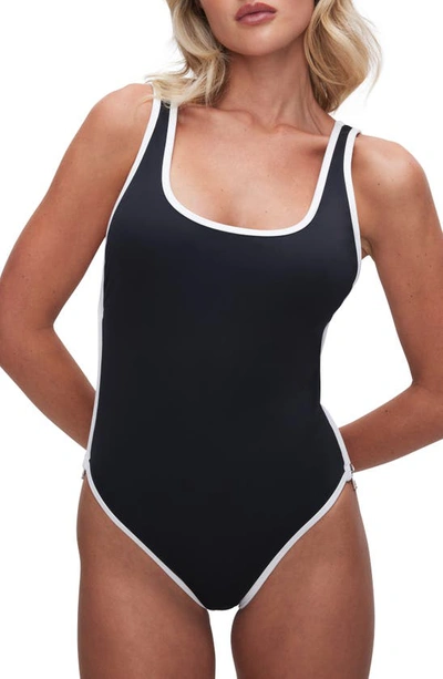 Good American Varsity Lay Out One Piece Black001 4xl