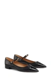 Lk Bennett Monty Pointed Cap Toe Mary Jane Flat In Black