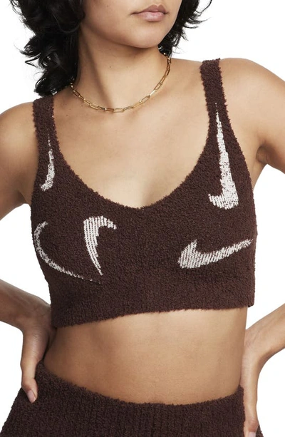 Nike Women's  Sportswear Phoenix Cozy Bouclã© Knit Bra In Brown