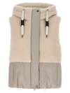 Brunello Cucinelli Teddy Detail Vest Gilet White In White