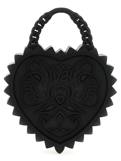 Dsquared2 Open Your Heart Top Handle Bag In Black