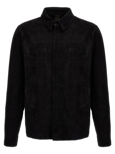 Giorgio Brato Suede Shirt Shirt, Blouse Black In Negro