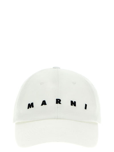 Marni Logo Embroidery Cap In White
