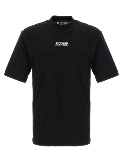 Moschino Logo-embroidered Cotton T-shirt In Black