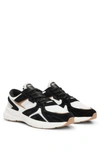 Hugo Boss Mixed-material Sneakers With Suede And Mesh In Dark Grey
