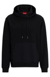 Hugo Boss Relaxed-fit Hoodie In Stretch Cotton With Contrast Pocket In Black