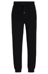 Hugo Stretch-cotton Tracksuit Bottoms With Stacked Logo In Black