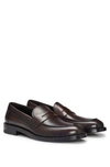 HUGO BOSS LEATHER SLIP-ON LOAFERS WITH PENNY TRIM