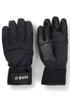 Hugo Boss Boss X Perfect Moment Mixed-material Ski Gloves With Leather In Black